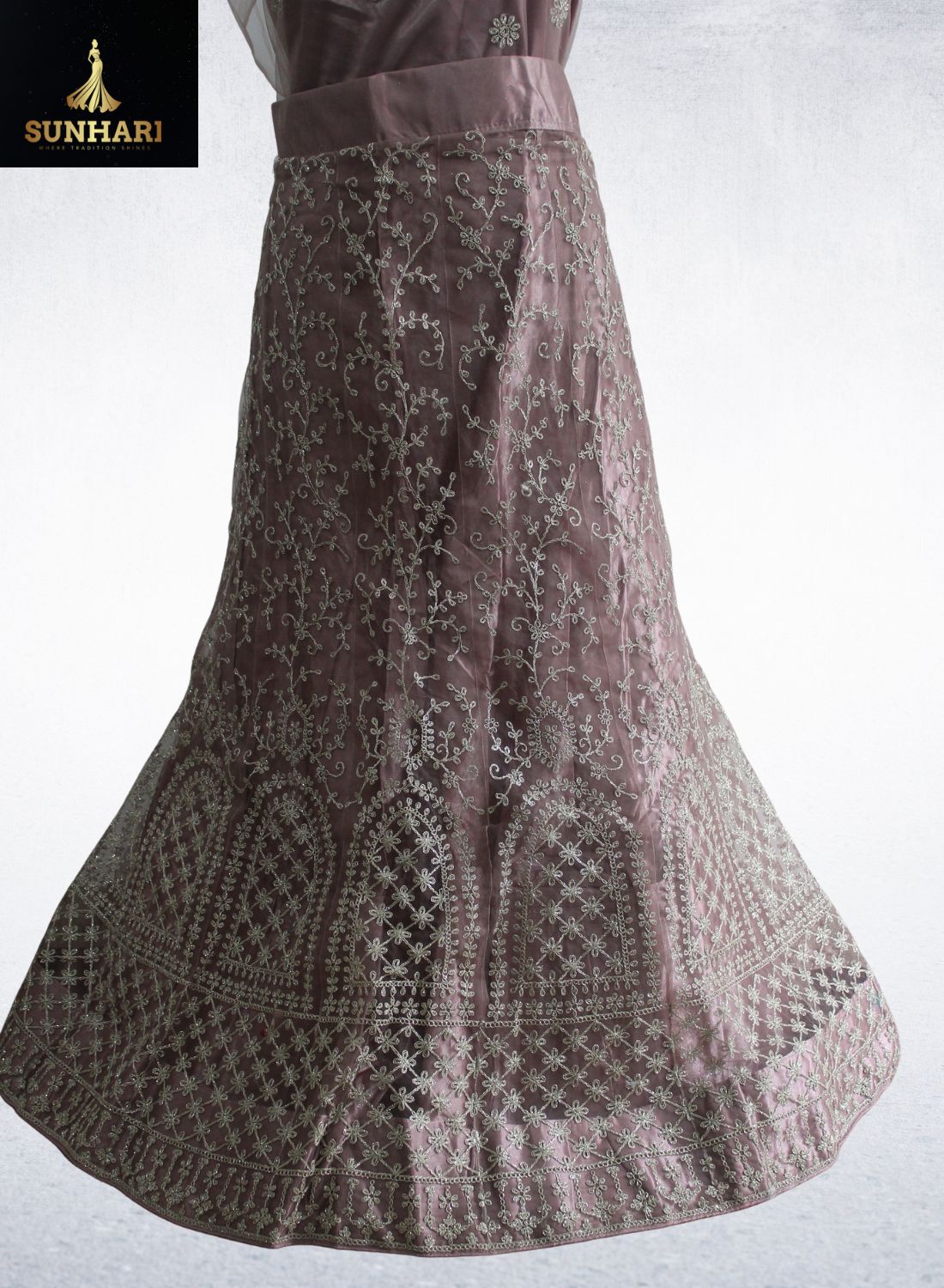 Premium Dusty Pink Zari Embroidered Lehenga