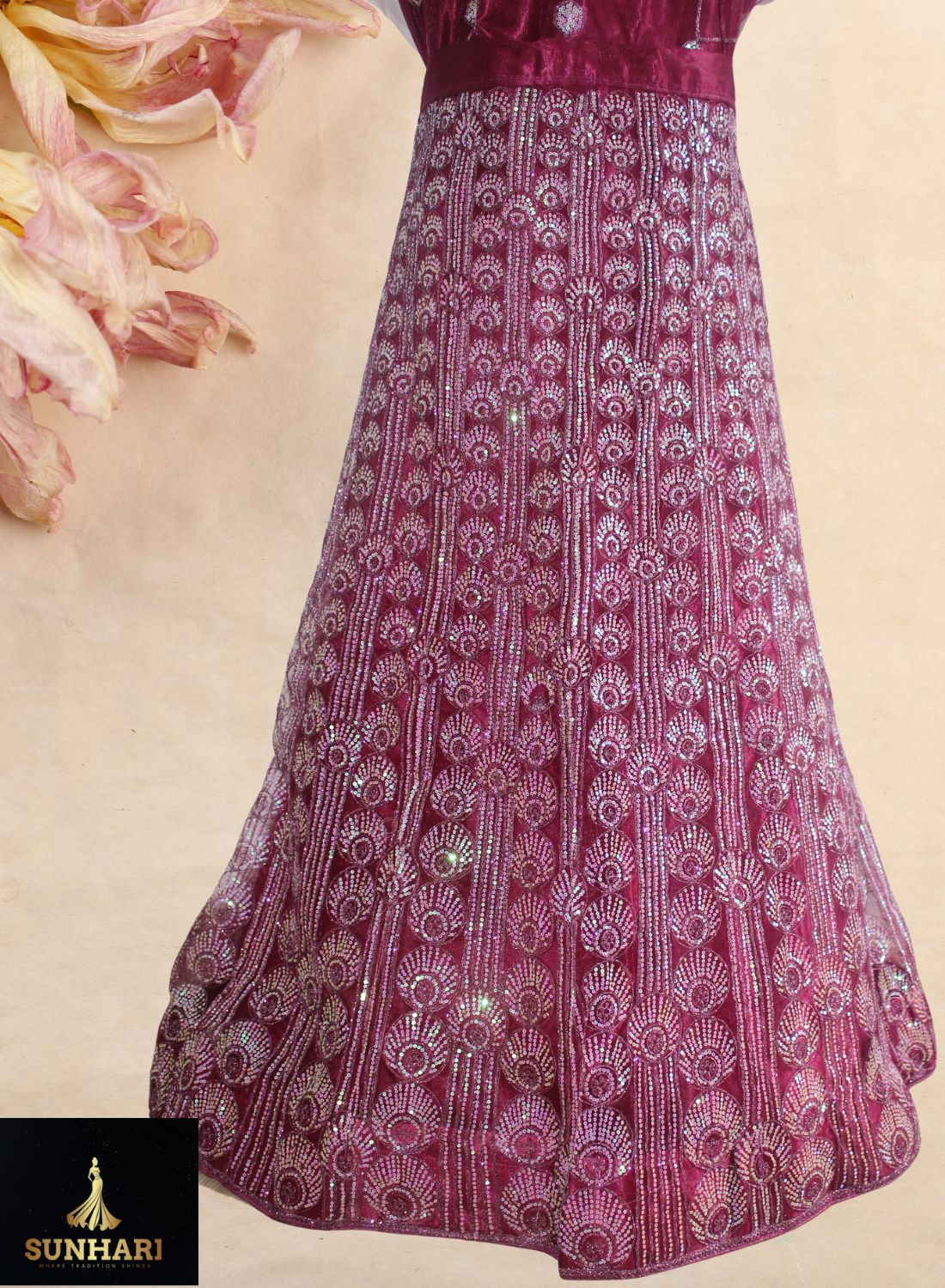 Regal Magenta Sequin & Zari Embroidered Lehenga