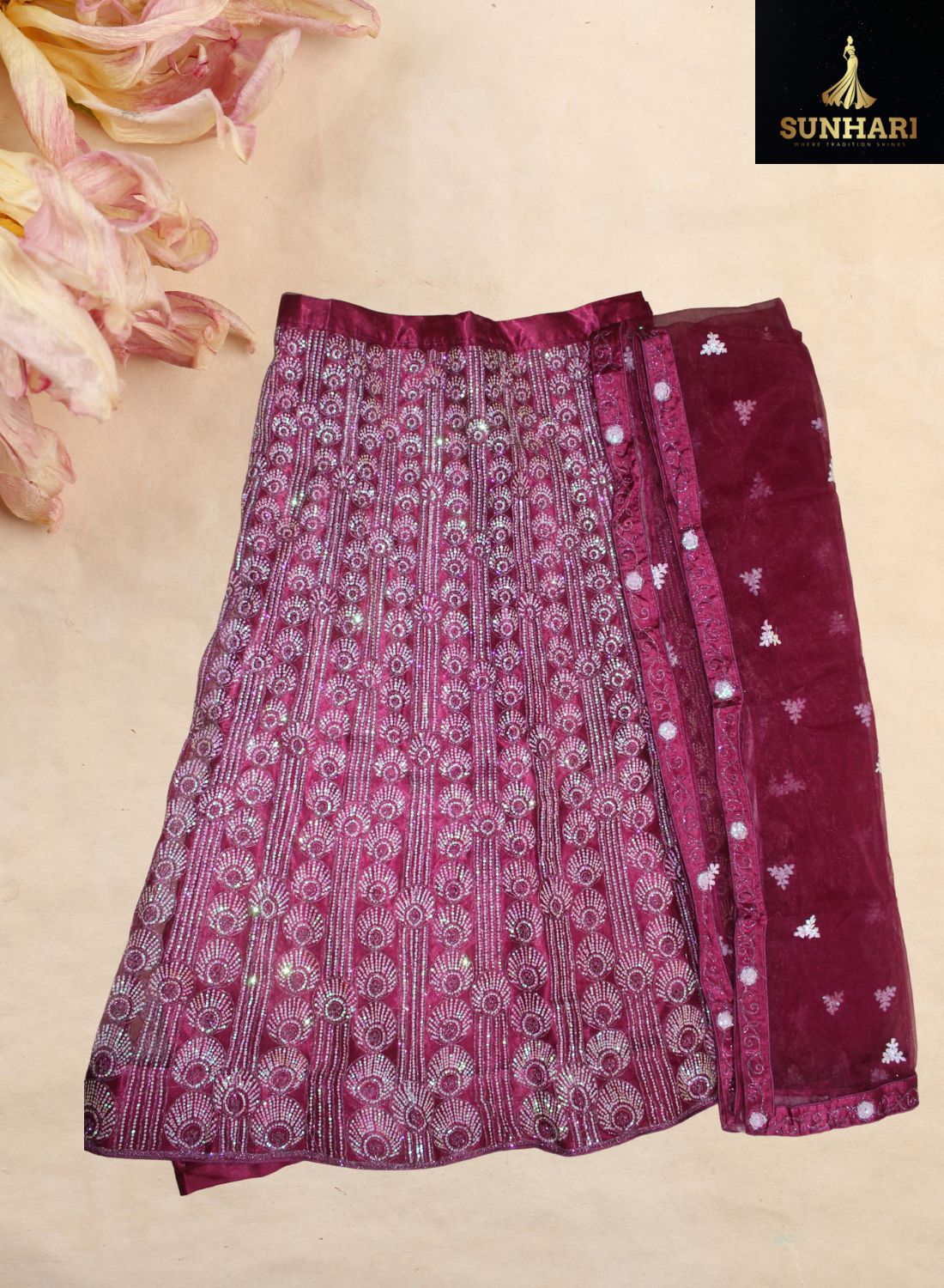 Regal Magenta Sequin & Zari Embroidered Lehenga