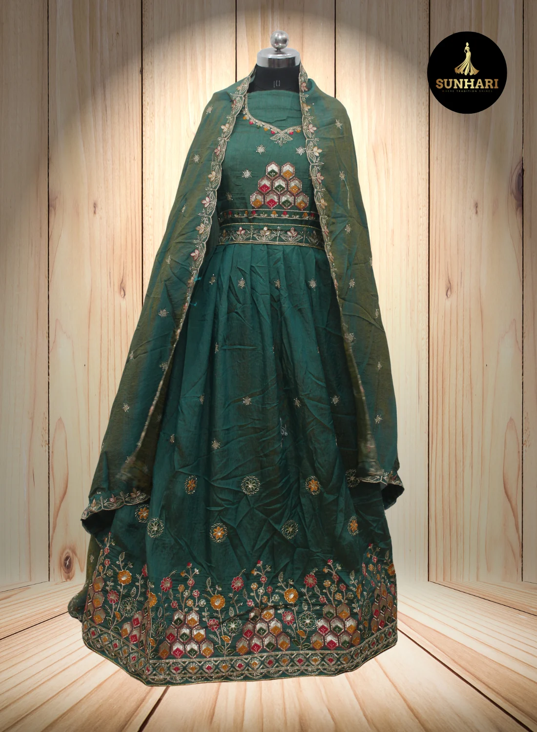 Emerald Enchant Handcrafted Designer Lehenga