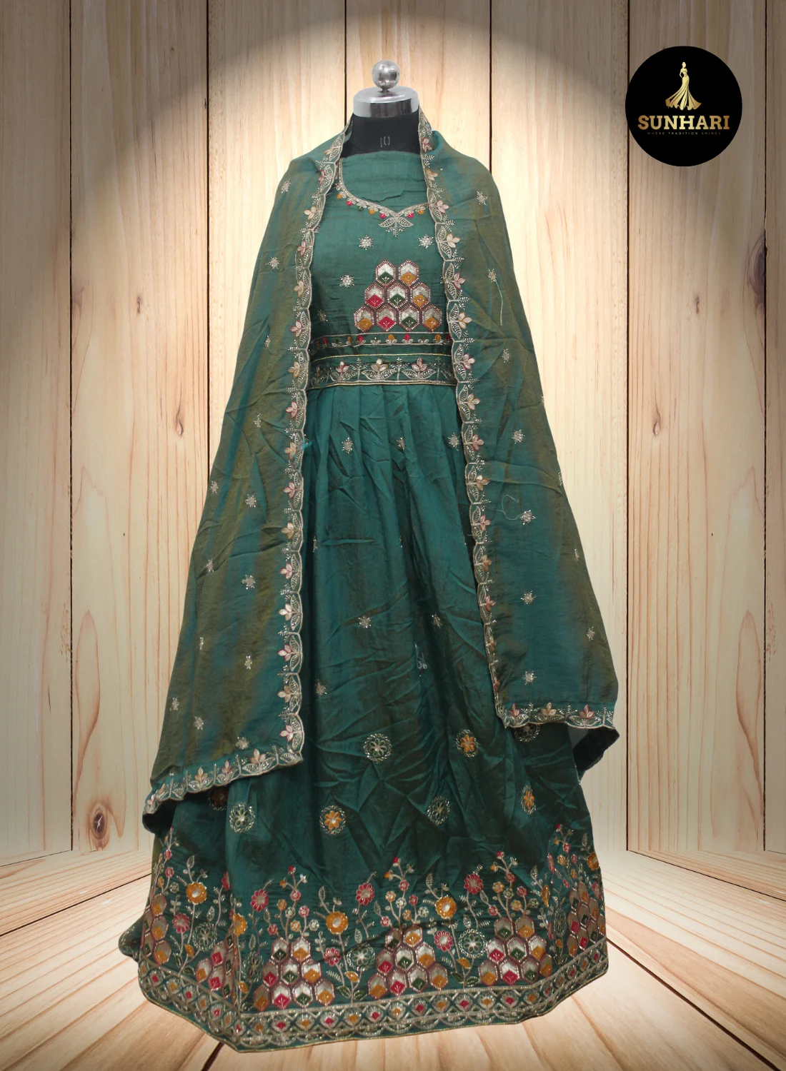 Emerald Enchant Handcrafted Designer Lehenga