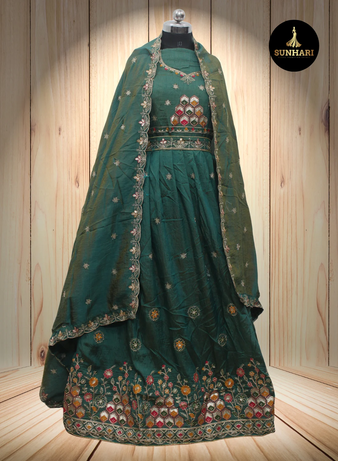 Emerald Enchant Handcrafted Designer Lehenga