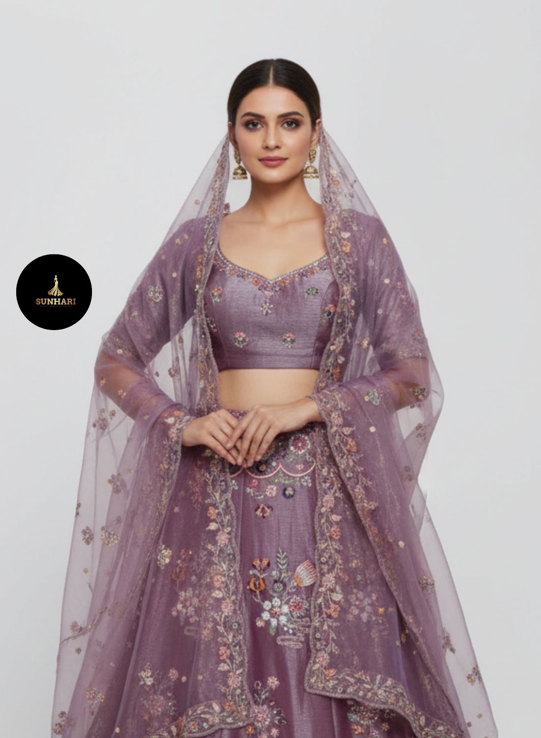 Lavender Dream Handcrafted Organza Lehenga