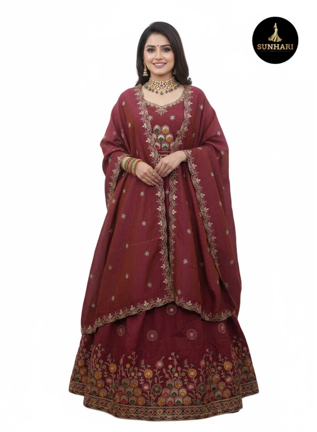 Maroon Majesty Patchwork Lehenga